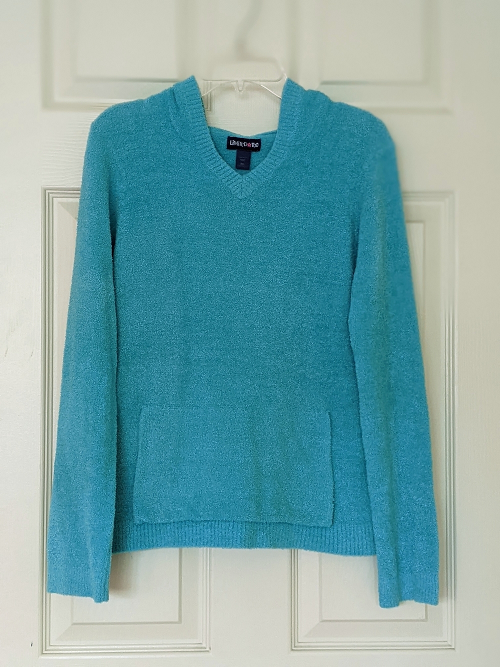 Limited Too Girl's Teal V-Neck Sweater With Hoodie.